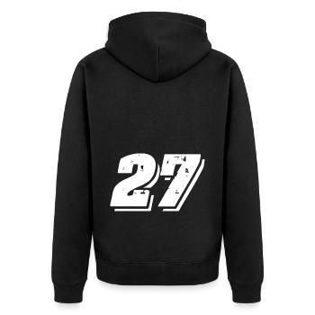 27 Zahl Symbol - Unisex Premium Bio Zip Hoodie - Schwarz - Hinten - Nico (187cm)