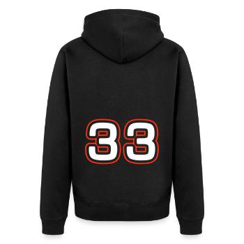 33 Zahl symbol - Unisex Premium Bio Zip Hoodie - Schwarz - Hinten - Nico (187cm)