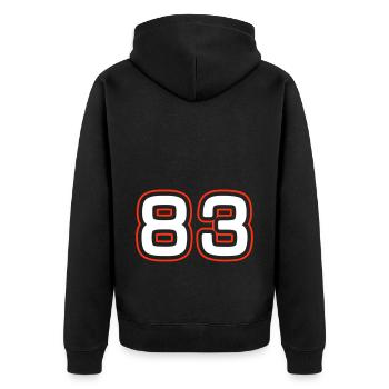 83 Zahl Symbol - Unisex Premium Bio Zip Hoodie - Schwarz - Hinten - Nico (187cm)
