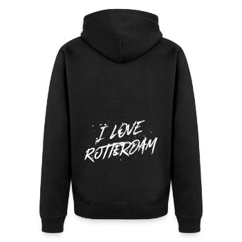 J’adore Rotterdam - Veste à capuche bio Premium Unisexe - noir - Dos - Nico (187cm)