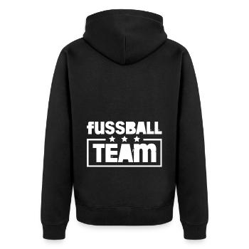 Fussball Team Mannschaft Bunt - Unisex Premium Bio Zip Hoodie - Schwarz - Hinten - Nico (187cm)