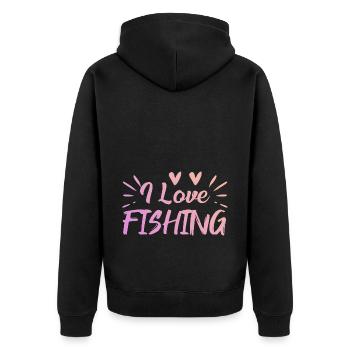 I love fishing - Unisex Premium Organic Zip Hoodie - black - Back - Nico (187cm)