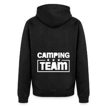 Camping Team Bunt - Unisex Premium Organic Zip Hoodie - black - Back - Nico (187cm)