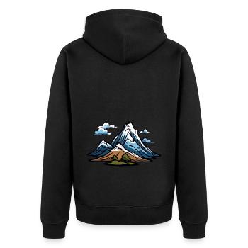Berge Symbol - Unisex Premium Bio Zip Hoodie - Schwarz - Hinten - Nico (187cm)
