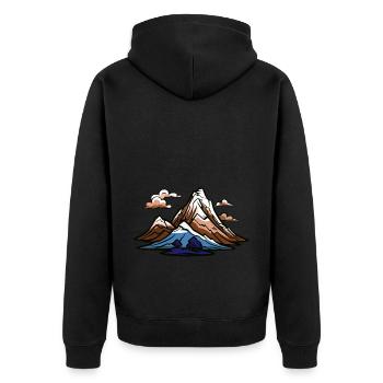 Berge Symbol - Unisex Premium Bio Zip Hoodie - Schwarz - Hinten - Nico (187cm)