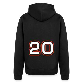 20 Zahl symbol - Unisex Premium Bio Zip Hoodie - Schwarz - Hinten - Nico (187cm)