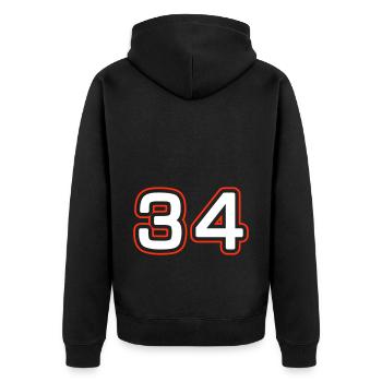 34 Zahl symbol - Unisex Premium Bio Zip Hoodie - Schwarz - Hinten - Nico (187cm)