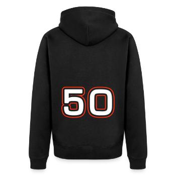 50 number symbol - Unisex Premium Organic Zip Hoodie - black - Back - Nico (187cm)