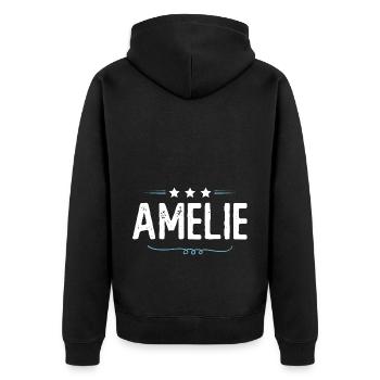 Amelie - Unisex Premium Bio Zip Hoodie - Schwarz - Hinten - Nico (187cm)