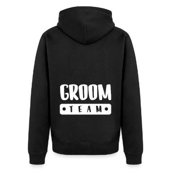 Groom Team - Unisex Premium Bio Zip Hoodie - Schwarz - Hinten - Nico (187cm)