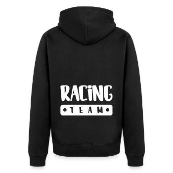 Racing Team - Unisex Premium Bio Zip Hoodie - Schwarz - Hinten - Nico (187cm)
