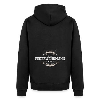 Feuerwehrmann Feuerwehr - Unisex Premium Bio Zip Hoodie - Schwarz - Hinten - Nico (187cm)