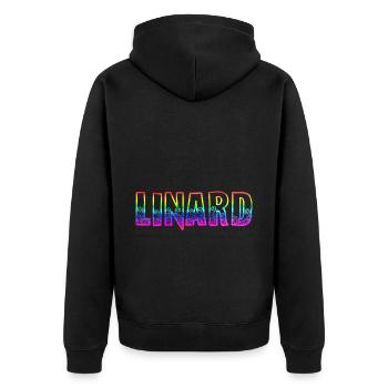linard rs regenbogen - Unisex Premium Bio Zip Hoodie - Schwarz - Hinten - Nico (187cm)