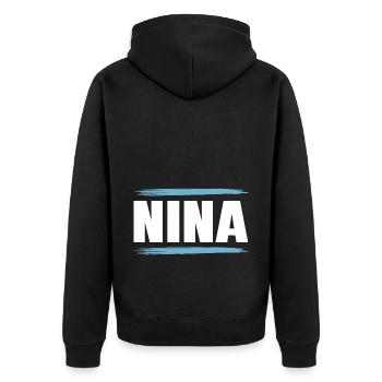 Nina - Unisex Premium Bio Zip Hoodie - Schwarz - Hinten - Nico (187cm)
