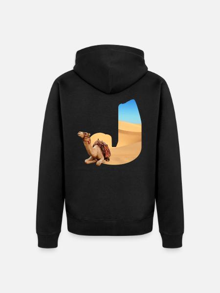 désert avec kamel j - Veste à capuche bio Premium Unisexe - noir