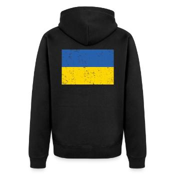 L’Ukraine signale distressed cool - Veste à capuche bio Premium Unisexe - noir - Dos - Nico (187cm)