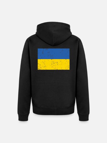 Ukraine Flag Distressed Cool - Unisex Premium Organic Zip Hoodie - black