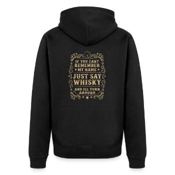 Buveur de whisky look vintage, dicton drôle - Veste à capuche bio Premium Unisexe - noir - Dos - Nico (187cm)