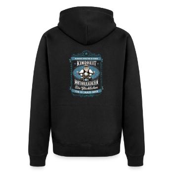 Lustige Motorradfahrer Vintage Sprüche - Unisex Premium Bio Zip Hoodie - Schwarz - Hinten - Nico (187cm)