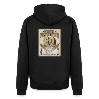 50. Geburtstag lustiger Spruch zum Jubiläum - Unisex Premium Bio Zip Hoodie - Schwarz - Hinten - Nico (187cm)