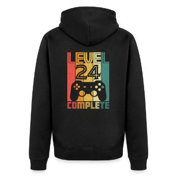 24. Geburtstag Gamer Level 24 Complete 24 Jahre - Unisex Premium Bio Zip Hoodie - Schwarz - Hinten - Nico (187cm)