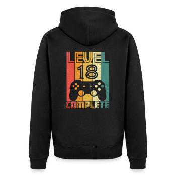 18th Birthday Gamer Level 18 Complete 18 years - Unisex Premium Organic Zip Hoodie - black - Back - Nico (187cm)