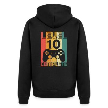 10. Geburtstag Gamer Level 10 Complete 10 Jahre - Unisex Premium Bio Zip Hoodie - Schwarz - Hinten - Nico (187cm)