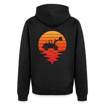 Retro Radlader - Unisex Premium Bio Zip Hoodie - Schwarz - Hinten - Nico (187cm)