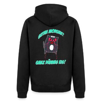 Katze - Guten Morgen? Ganz dünnes Eis Morgenmuffel - Unisex Premium Bio Zip Hoodie - Schwarz - Hinten - Nico (187cm)