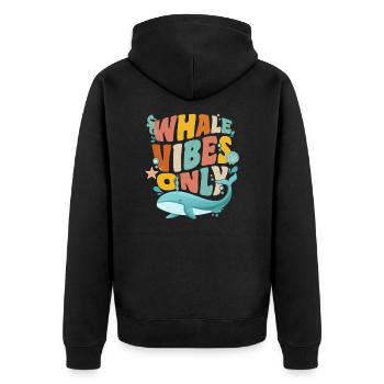Funny whale, whale watching marine mammal - Unisex Premium Organic Zip Hoodie - black - Back - Nico (187cm)