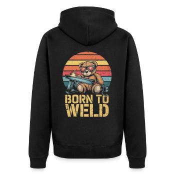 Teddy bear welder welding steel construction metal construction - Unisex Premium Organic Zip Hoodie - black - Back - Nico (187cm)