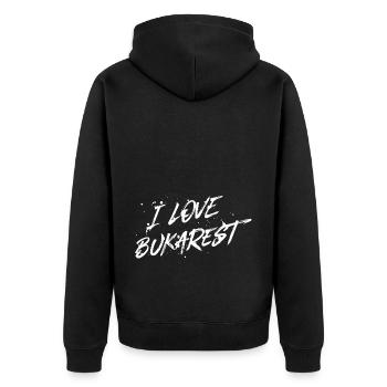 I Love Bucharest - Unisex Premium Organic Zip Hoodie - black - Back - Nico (187cm)