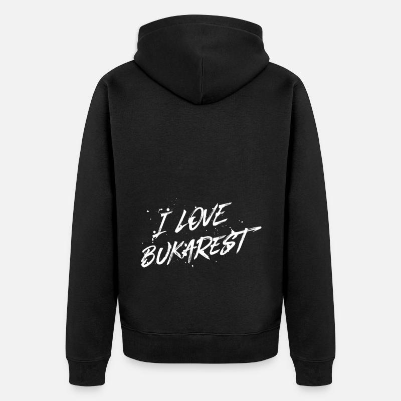 J’aime Bucarest - Veste à capuche bio Premium Unisexe - noir