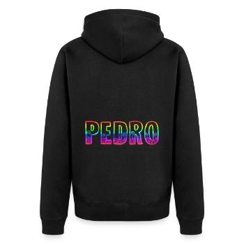 Pedro R's Rainbow - Unisex Premium Organic Zip Hoodie - black - Back - Nico (187cm)