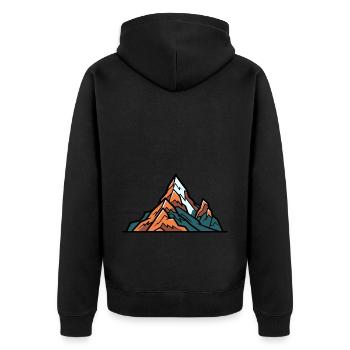 Mountains Symbol - Unisex Premium Organic Zip Hoodie - black - Back - Nico (187cm)