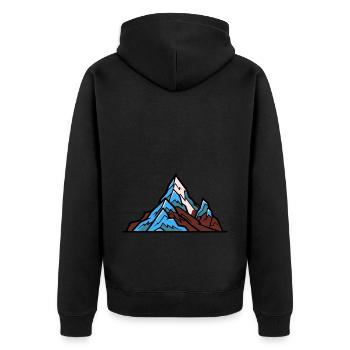 Mountains Symbol - Unisex Premium Bio Zip Hoodie - Schwarz - Hinten - Nico (187cm)