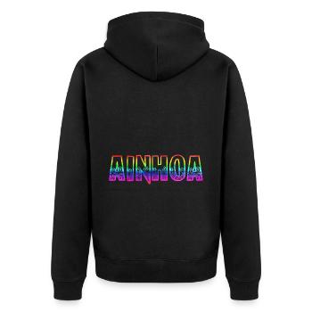 ainhoa rs regenbogen - Unisex Premium Bio Zip Hoodie - Schwarz - Hinten - Nico (187cm)