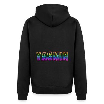 yasmin rs regenbogen - Unisex Premium Bio Zip Hoodie - Schwarz - Hinten - Nico (187cm)
