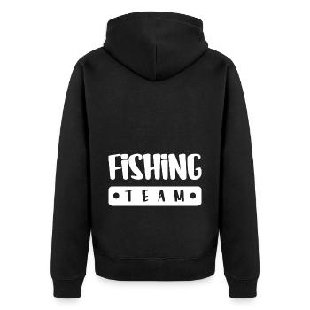 Fishing Team - Unisex Premium Organic Zip Hoodie - black - Back - Nico (187cm)