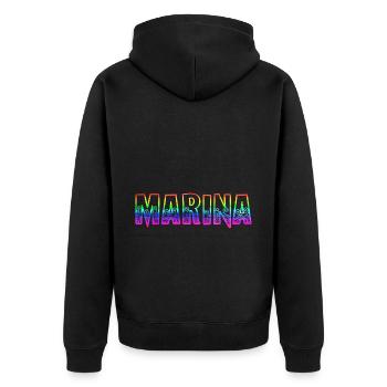 marina rs rainbow - Unisex Premium Organic Zip Hoodie - black - Back - Nico (187cm)