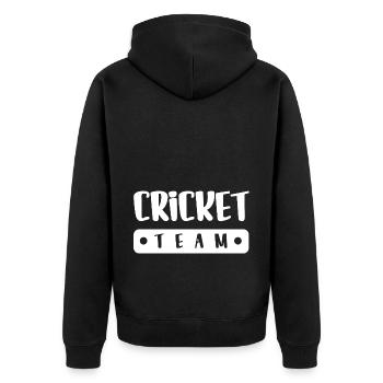 Cricket Team - Unisex Premium Bio Zip Hoodie - Schwarz - Hinten - Nico (187cm)