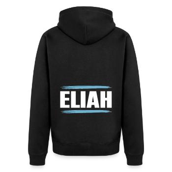 Eliah - Unisex Premium Organic Zip Hoodie - black - Back - Nico (187cm)