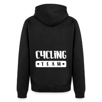 Cycling Team - Unisex Premium Organic Zip Hoodie - black - Back - Nico (187cm)