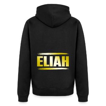 Eliah - Unisex Premium Organic Zip Hoodie - black - Back - Nico (187cm)