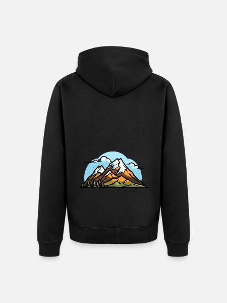 Berge Wandern Symbol - Unisex Premium Bio Zip Hoodie - Schwarz