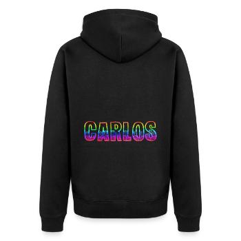 Carlos RS Rainbow - Unisex Premium Organic Zip Hoodie - black - Back - Nico (187cm)