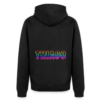 thiago rs regenbogen - Unisex Premium Bio Zip Hoodie - Schwarz - Hinten - Nico (187cm)