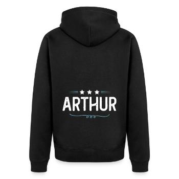 Arthur - Unisex Premium Bio Zip Hoodie - Schwarz - Hinten - Nico (187cm)