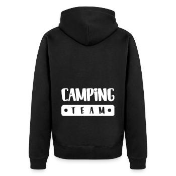 Camping Team - Unisex Premium Bio Zip Hoodie - Schwarz - Hinten - Nico (187cm)