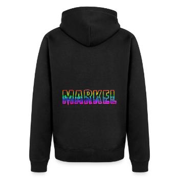 markel rs regenbogen - Unisex Premium Bio Zip Hoodie - Schwarz - Hinten - Nico (187cm)
